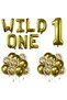 1 Year Old Number Balloon and Wild One Written Foil Balloon + Transparent Sequin Balloon Bouquet - 3