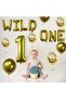 1 Year Old Number Balloon and Wild One Written Foil Balloon + Transparent Sequin Balloon Bouquet - 4