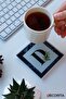 Glass Coaster| Letter Design| Set of 4| D| 10cm X 10cm
