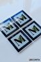 Glass Coaster| Letter Design| Set of 4| M| 10cm X 10cm - 3