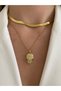 Big Stoned Snake Steel Non-Tarnish Gold Necklace - 2