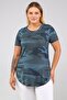 Camouflage Pattern Skirt Tip Curved Long Size T-Shirt-Petrol - 3