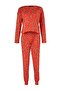 Red 100% Cotton Christmas Themed Knitted Pajamas Set Thmaw21Pt0771 - 5