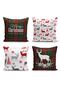 Merry Christmas Themed 4-Piece Pillow and Cushion Cover with Deer Motif