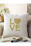 Double Sided White Background Gold Color Love Written Digital Printed Modern Raschel Knitted Throw Pillow Cover
