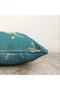 Double Sided Turquoise Gold Detailed Digital Printed Modern Raschel Knitted Pillow Throw Pillow Cover on the Floor - 3