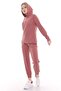 Hooded Long Sleeve Front Pocket Dusty Rose Tracksuit Set - 2