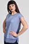 Skirt Tip Chiffon Oil Washed T-shirt-blue - 3