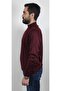 Men's Fine Wool Half Gray Sweater Claret Red - 3