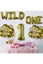 1 Year Old Number Balloon and Wild One Written Foil Balloon + Transparent Sequin Balloon Bouquet
