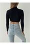 Women's Ribbed Half Turtleneck Camisole Crop Blouse - 2