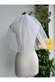 Pearl Detailed 45 Cm Short Veil with Overlocked Edges
