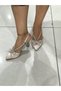 Nude Colored Satin Women's Evening Dress Shoes with Bow and Stone Accessories - 4