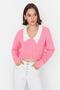 Pembe Süper Crop Gömlek Garnili Triko Hırka TWOAW23HI00519