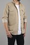 Slim Fit Tight Fit Men's Denim Shirt Beige - 3