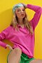 Women's Fuchsia Polo Collar Basic Seasonal Knit Sweater ALC-X8976 - 3