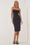 Women's Black Strappy Jersey Knitted Dress YK00042