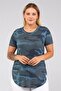 Camouflage Pattern Skirt Tip Curved Long Size T-Shirt-Petrol - 7