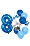 Blue Numeral Balloon Sequin Transparent Balloon Blue Tones Balloon Bouquet