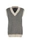 Beige Striped V-Neck Knitwear Sweater TCTAW22UV0021 - 6