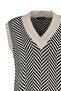 Beige Striped V-Neck Knitwear Sweater TCTAW22UV0021 - 7
