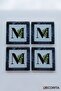 Glass Coaster| Letter Design| Set of 4| M| 10cm X 10cm - 5