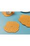 Blossom Faux Leather 4-Piece Coaster Set, 10 cm, Mustard - 2