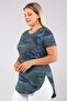 Camouflage Pattern Skirt Tip Curved Long Size T-Shirt-Petrol - 4