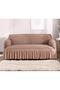 3-Piece Wrinkled Lycra Sofa Cover 1 Piece Standard Sofa Bed Cover Walnut Color 233cm