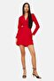 Red Jacket Collar Cut Out Detailed Mini Woven Dress TWOAW22EL0391 - 6