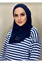 وشاح حجاب باللون الأزرق الداكن وشال بونيه - 2