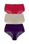 3-Piece Cotton Half Lace Back High Waist Plus Size Women's Panties