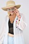 Chiffon Sleeve End with Pompom Detail Pareo-white