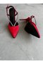 Merlot Stone Detailed Red Satin 10 cm Women's Stiletto, High Heels - 2