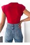 Women's Padded Detailed Double-Breasted Collar Bodysuit Red - 6