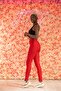 Red High Waist Honeycomb Leggings