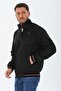 Wapp Waterproof Black Ribbed Collar Inner Lined Daily Seasonal Coat with Inner Pocket - 7