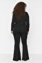 Plus Size Trousers with Flare Cut Black Belt - Tbbaw23Ar00001 - 5