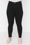Siyah Yüksek Bel Dar Paça Esnek Skinny Büyük Beden Jeans TBBAW23CJ00032 - 3