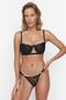 Black Lace Ribbon/Bow Rope Strap Underwire Capless Knitted Lingerie Set Thmaw23Cc00013