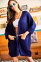 Woman's Navy Blue Arm Folded Pocket Loose Knit Cardigan HRK-19000123 - 3