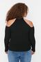 Black Collar Detailed Fine Knitwear Sweater TBBAW23AN00050 - 5
