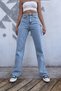 Snow Wash Lycra Casual Wide Leg Jean - High Waist Colorfast Fabric Denim Trousers - 3