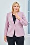 Women's Large Size V-Neck Single Button Lilac Jacket