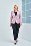 Women's Large Size V-Neck Single Button Lilac Jacket - 3