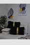 Plush Striped Throw Pillow Cover Rectangular - Black