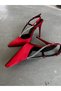 Merlot Stone Detailed Red Satin 10 cm Women's Stiletto, High Heels - 3