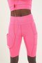 Pink High Waist Sports Biker Tights with Pocket Detail - 3