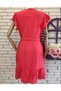 Women's Red, Ruffle Detail Belted Aerobin Fabric Dress 88cm (RED) - 4