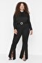 Plus Size Trousers with Flare Cut Black Belt - Tbbaw23Ar00001 - 4